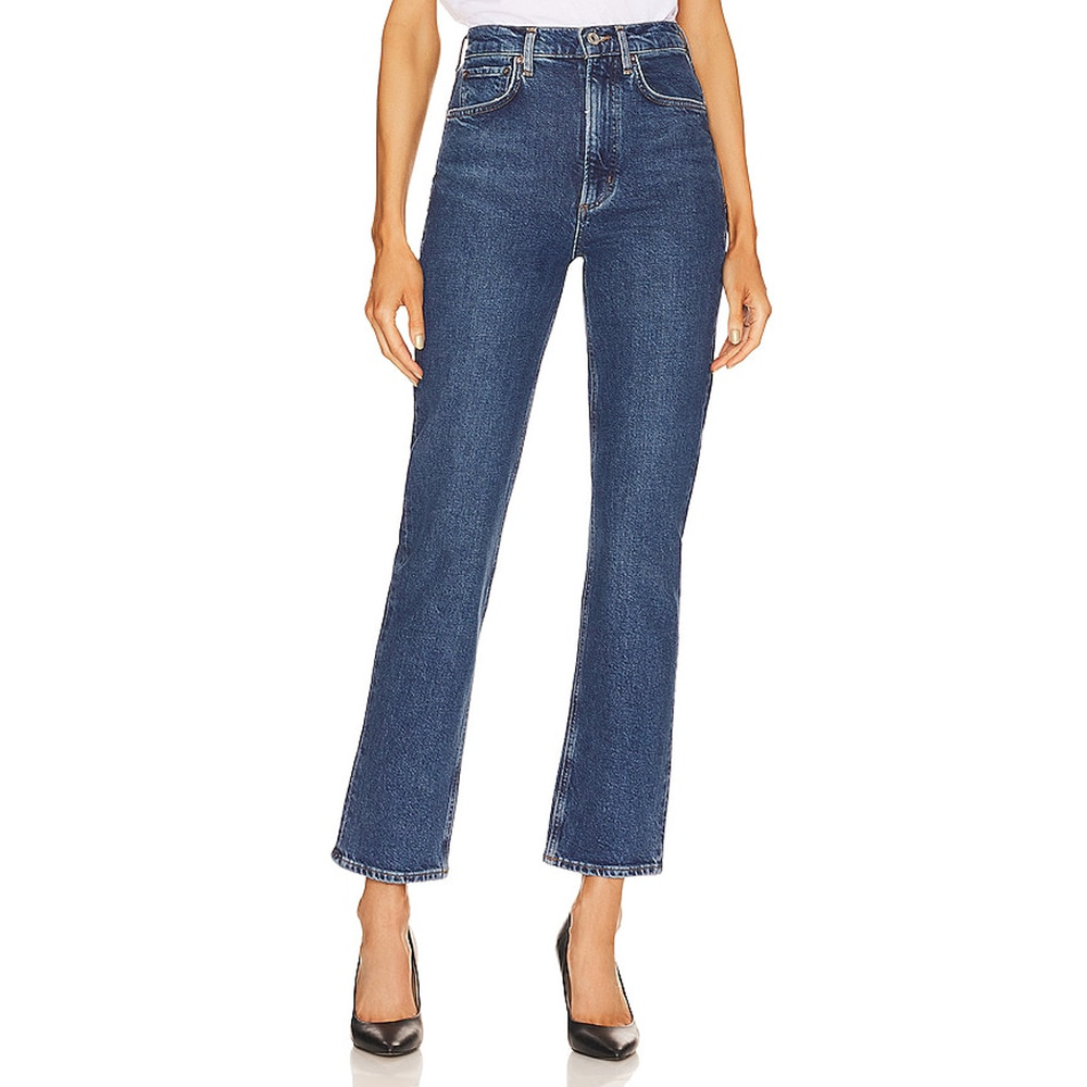 Agolde Dark Blue High-Rise Straight Jeans